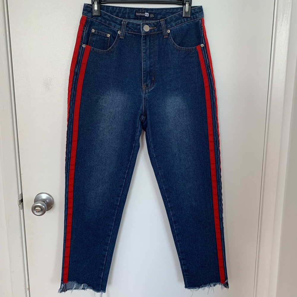 Boohoo Red Stripe Jeans